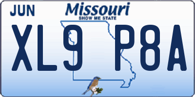 MO license plate XL9P8A