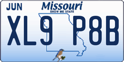 MO license plate XL9P8B