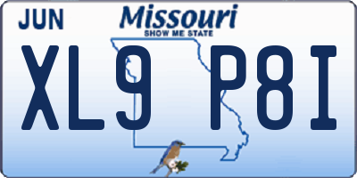MO license plate XL9P8I