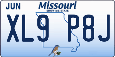 MO license plate XL9P8J