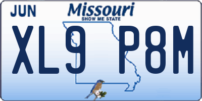 MO license plate XL9P8M
