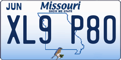 MO license plate XL9P8O