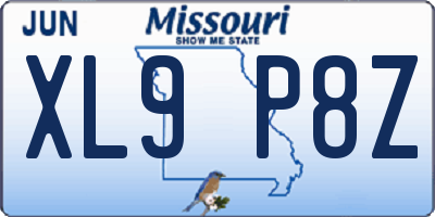 MO license plate XL9P8Z