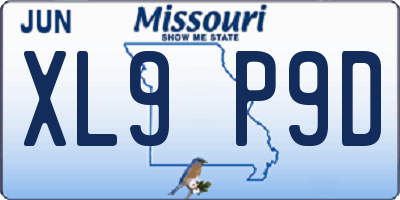 MO license plate XL9P9D