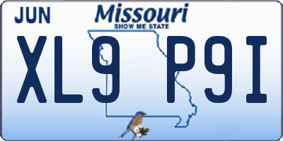 MO license plate XL9P9I
