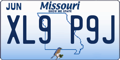 MO license plate XL9P9J