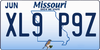 MO license plate XL9P9Z