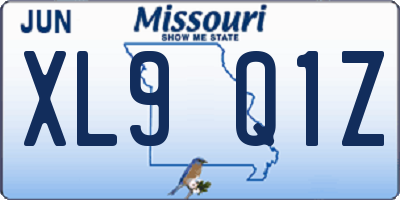 MO license plate XL9Q1Z