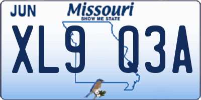 MO license plate XL9Q3A