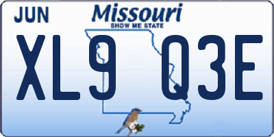 MO license plate XL9Q3E
