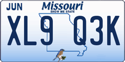 MO license plate XL9Q3K