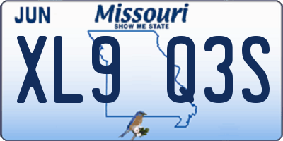 MO license plate XL9Q3S