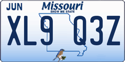 MO license plate XL9Q3Z
