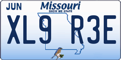 MO license plate XL9R3E