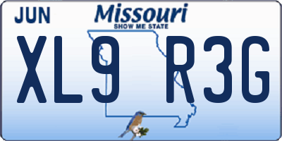 MO license plate XL9R3G