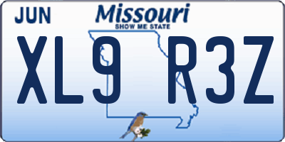 MO license plate XL9R3Z