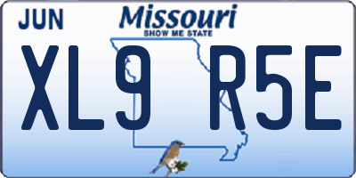 MO license plate XL9R5E
