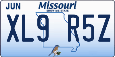 MO license plate XL9R5Z