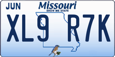 MO license plate XL9R7K