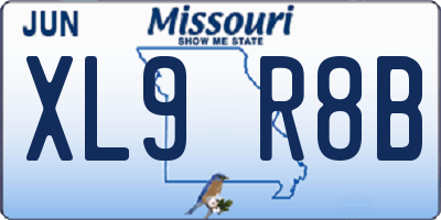 MO license plate XL9R8B