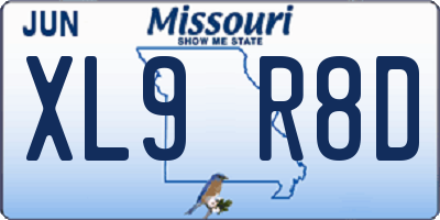MO license plate XL9R8D