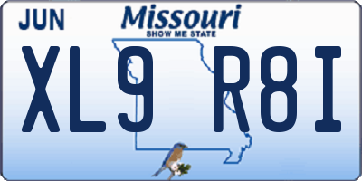 MO license plate XL9R8I