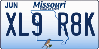 MO license plate XL9R8K