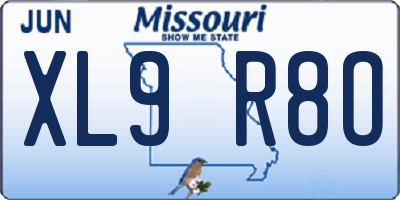 MO license plate XL9R8O