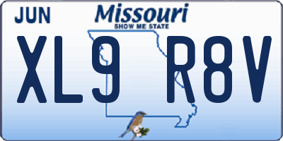 MO license plate XL9R8V