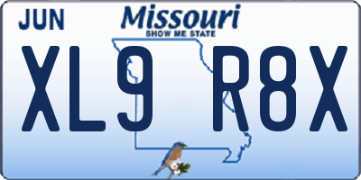 MO license plate XL9R8X