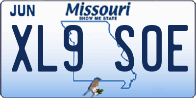 MO license plate XL9S0E