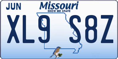 MO license plate XL9S8Z