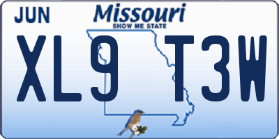 MO license plate XL9T3W