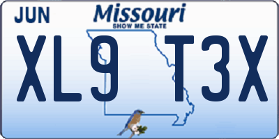 MO license plate XL9T3X