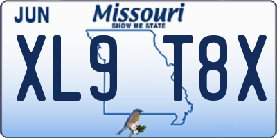 MO license plate XL9T8X