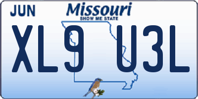 MO license plate XL9U3L