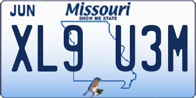 MO license plate XL9U3M