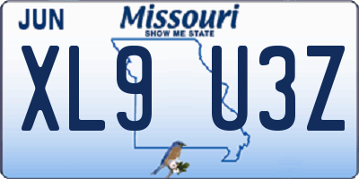 MO license plate XL9U3Z