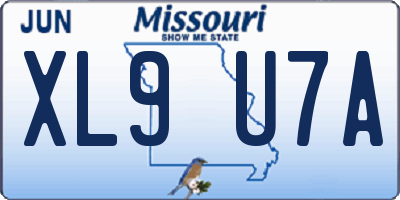 MO license plate XL9U7A
