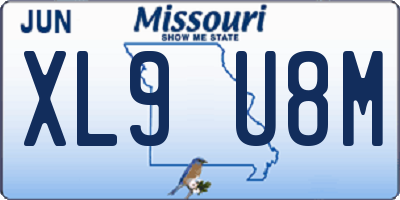 MO license plate XL9U8M