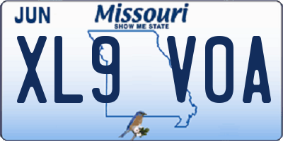 MO license plate XL9V0A