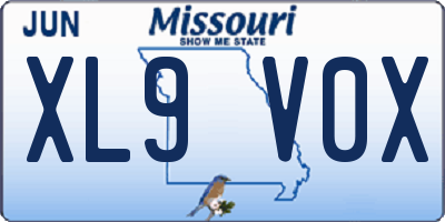 MO license plate XL9V0X