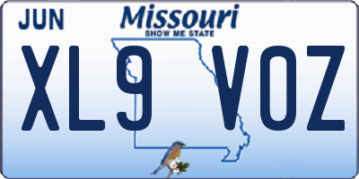 MO license plate XL9V0Z