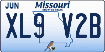 MO license plate XL9V2B