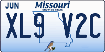 MO license plate XL9V2C