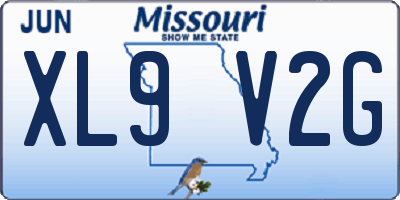 MO license plate XL9V2G
