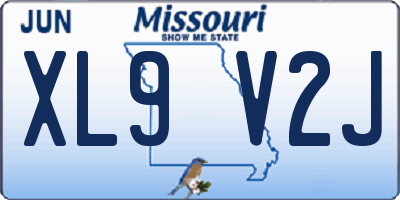 MO license plate XL9V2J