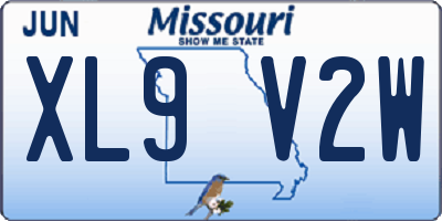 MO license plate XL9V2W