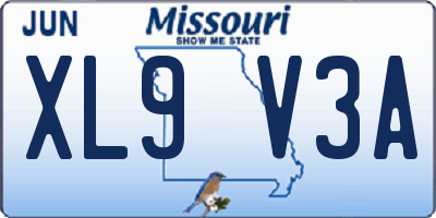 MO license plate XL9V3A