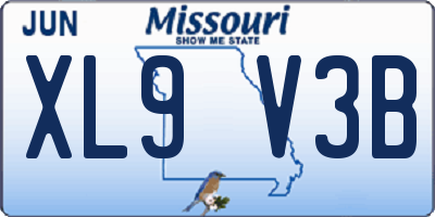 MO license plate XL9V3B